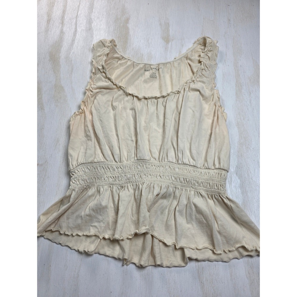 American Eagle Cream Smocked Peplum Tank Top Boho Cottagecore Fairy Medium - Picture 1 of 4